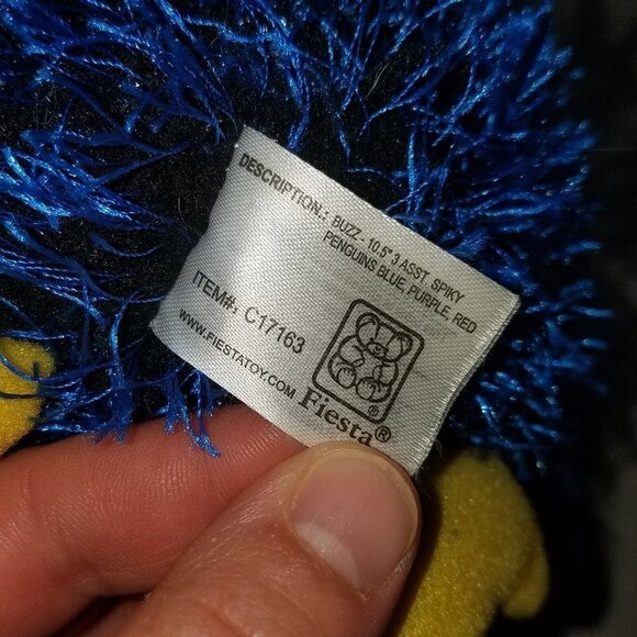 Fiesta Buzz Blue Green Spiky Penguin Bird Plush 10.5" Stuffed Animal Toy Lovey - Picture 7 of 7